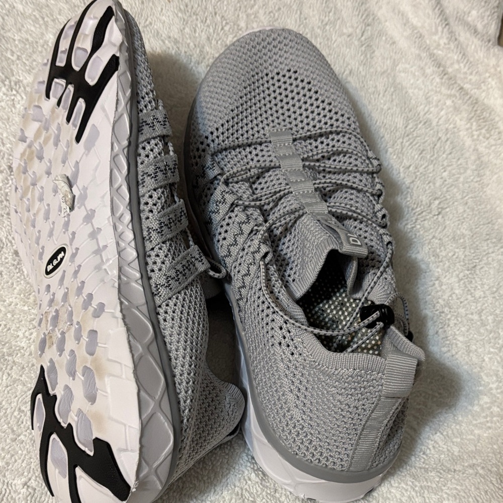 Gray Knit Sneakers with Textured Sole